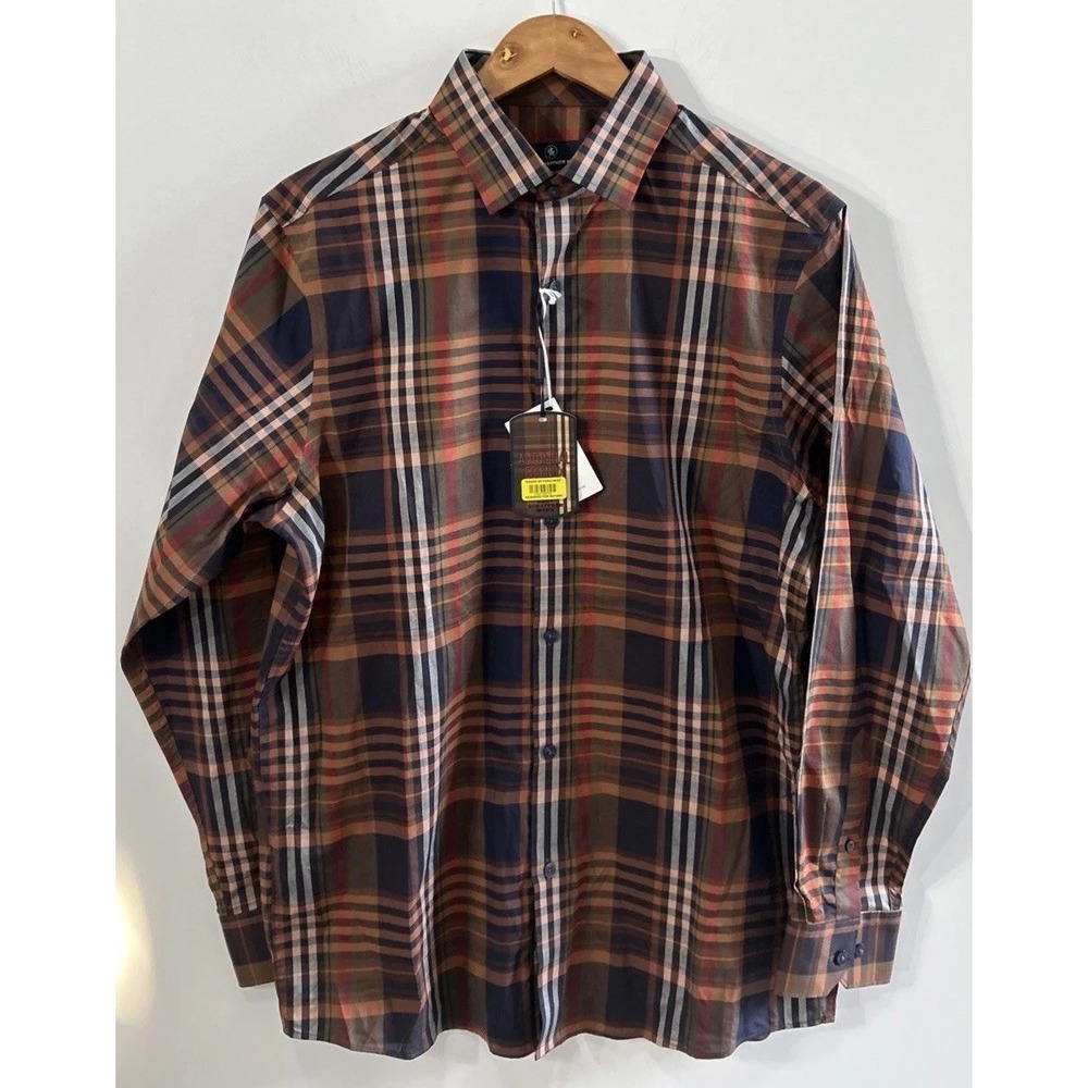 NWT HART SCHAFFNER MARX L/S Shirt plaid woven Sz Med $125‎